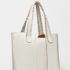 Shopper The Braided en cuero graneado Blanco