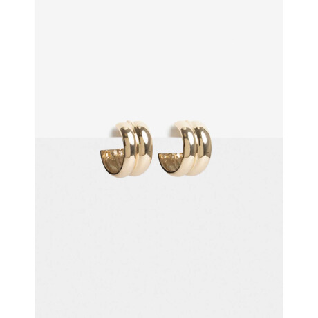 Aros Argollas Metal Bold Doble De La Línea Stay Golden. Dorado