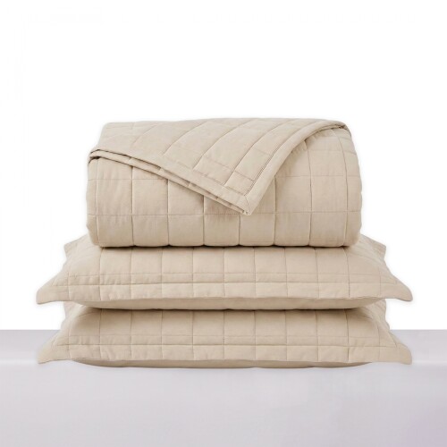 Acolchado mas Fundas Queen - Basic 200 Hilos Beige