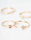 Sets Anillos Metal Set De Anillos Con Strass - Dorado