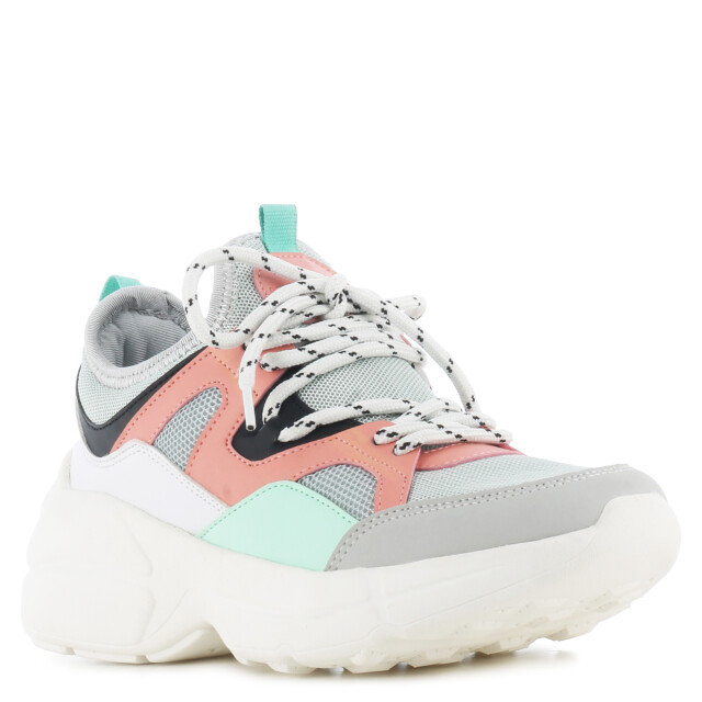 Championes de Mujer Miss Carol ALEXANDRIA acordonado y con combinacion de materiales Rosado