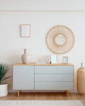 Aparador Anielle 1 puerta y 3 cajones de madera maciza y chapa de fresno 150 x 78 cm