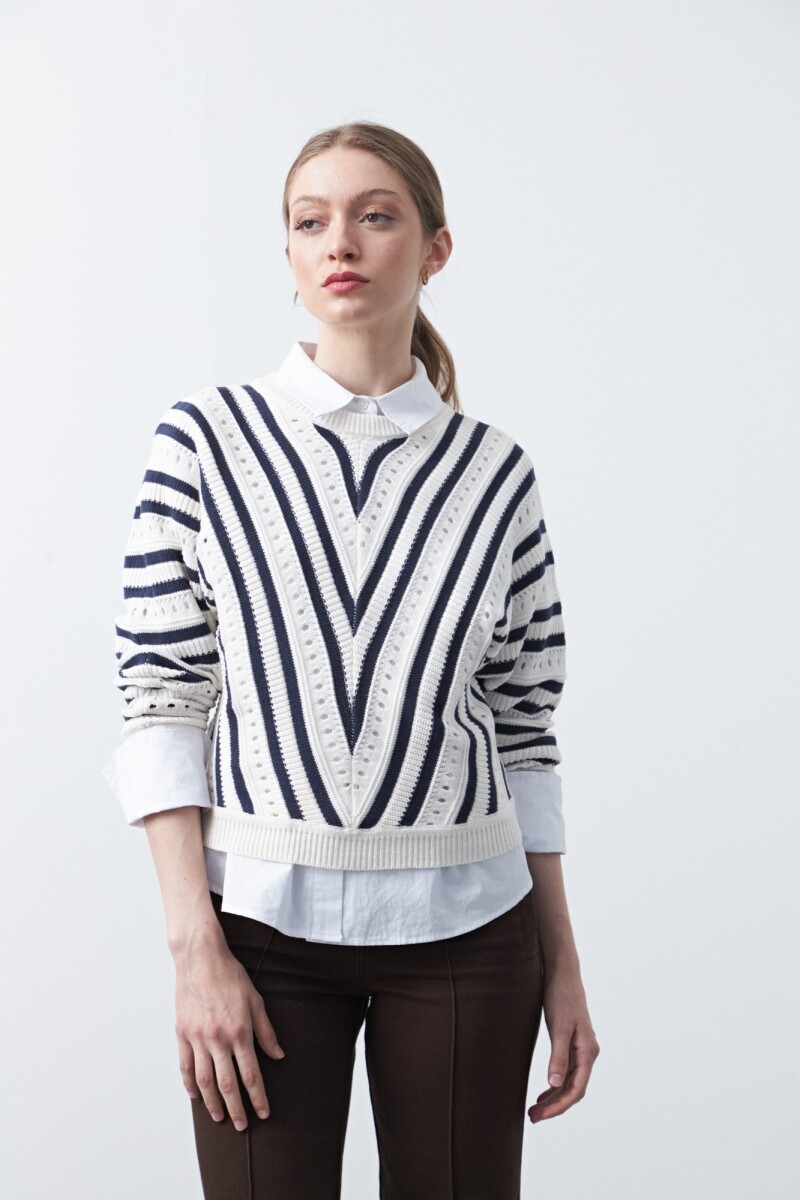 SWEATER COIMBRA Blanco/Azul