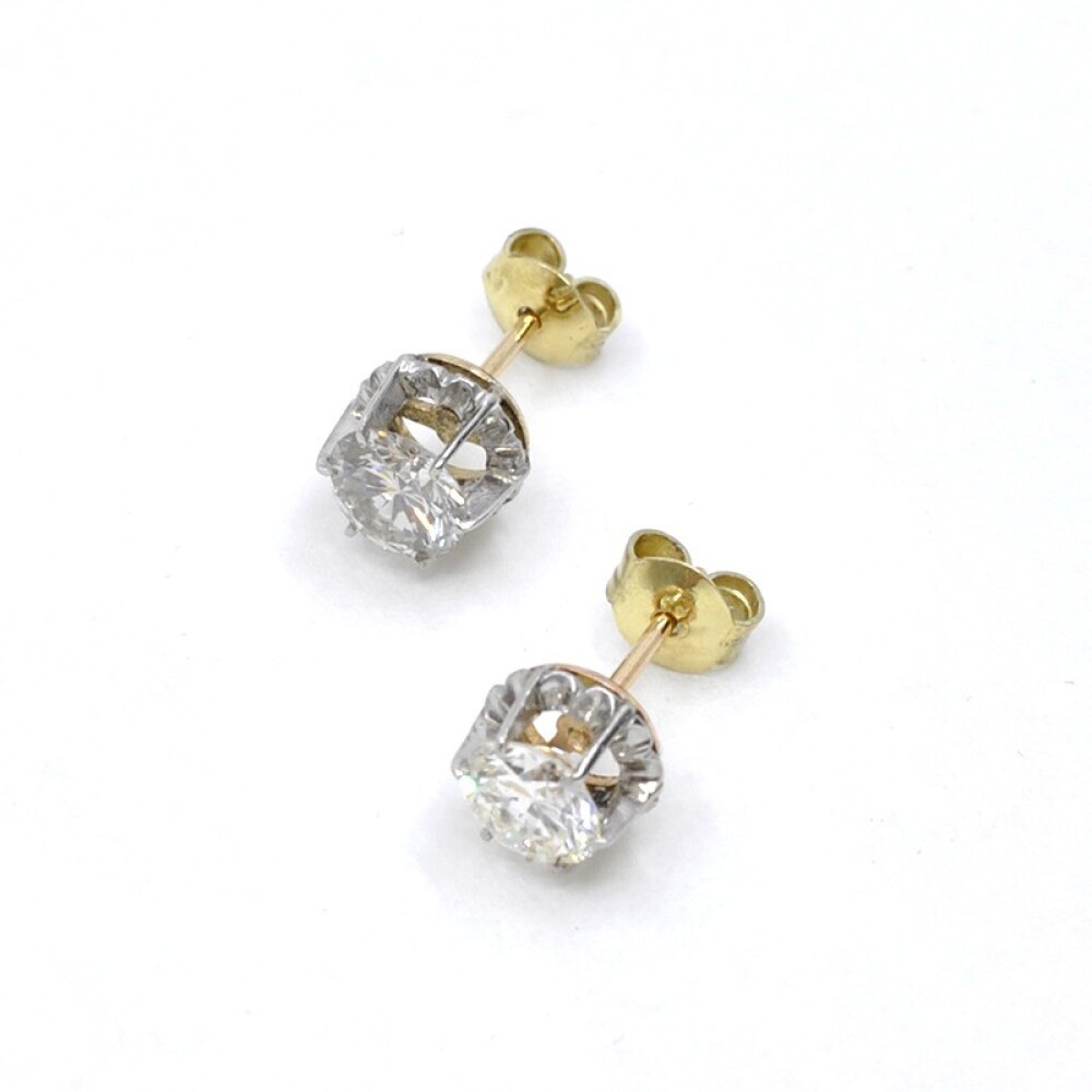 Caravanas Antiguas En Oro 18K Y Brillantes Caravanas Antiguas En Oro 18K Y Brillantes