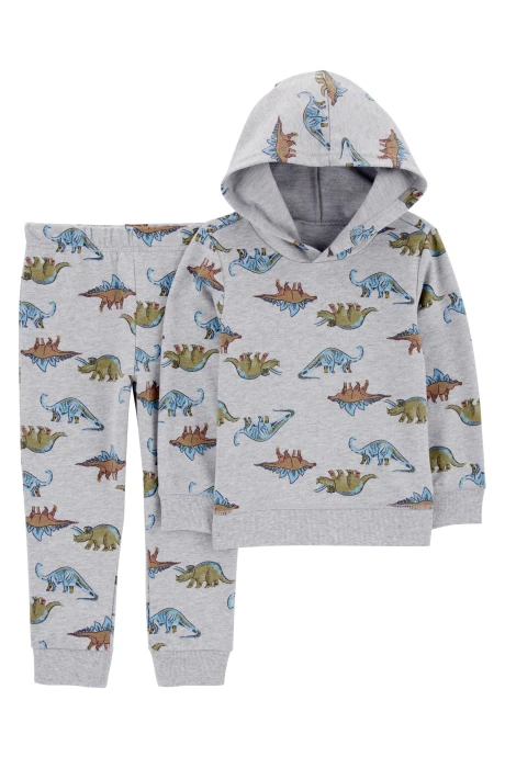 Set dos piezas de algodón, pantalón y buzo con capucha, diseño dinos Set dos piezas de algodón, pantalón y buzo con capucha, diseño dinos