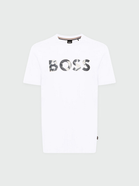 BOSS - Remera de algodón con logo regular fit, THOMPSON Blanco