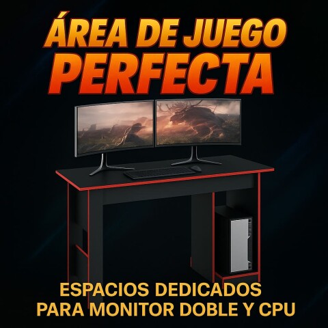 Escritorio Gamer MC08-GF/VM Grafito/Rojo – Mesa para PC Torre y Setup Gamer Escritorio Gamer MC08-GF/VM Grafito/Rojo – Mesa para PC Torre y Setup Gamer