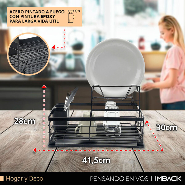 Escurridor Seca Platos Vajilla 2 Niveles Con Bandeja Drenaje Agua Cocina Imback Color Negro Escurridor Seca Platos Vajilla 2 Niveles Con Bandeja Drenaje Agua Cocina Imback Color Negro