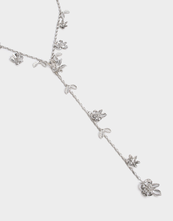 Collares Largos Flores Largos - Plateado