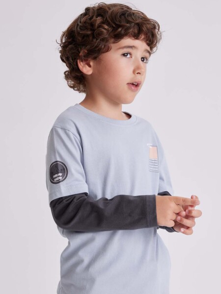 Remera manga larga estampa Celeste
