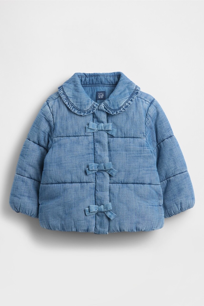 Campera De Jean Puffer Toddler Niña Light Wash