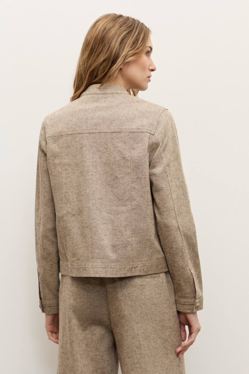 Chaqueta lino con botones chocolate melange