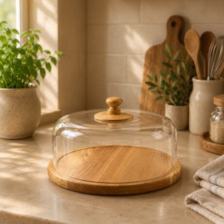 Campana para Tortas con Base de Madera de Bambú y Tapa Acrílica – Ø 23cm x Alto 13.5cm Campana para Tortas con Base de Madera de Bambú y Tapa Acrílica – Ø 23cm x Alto 13.5cm