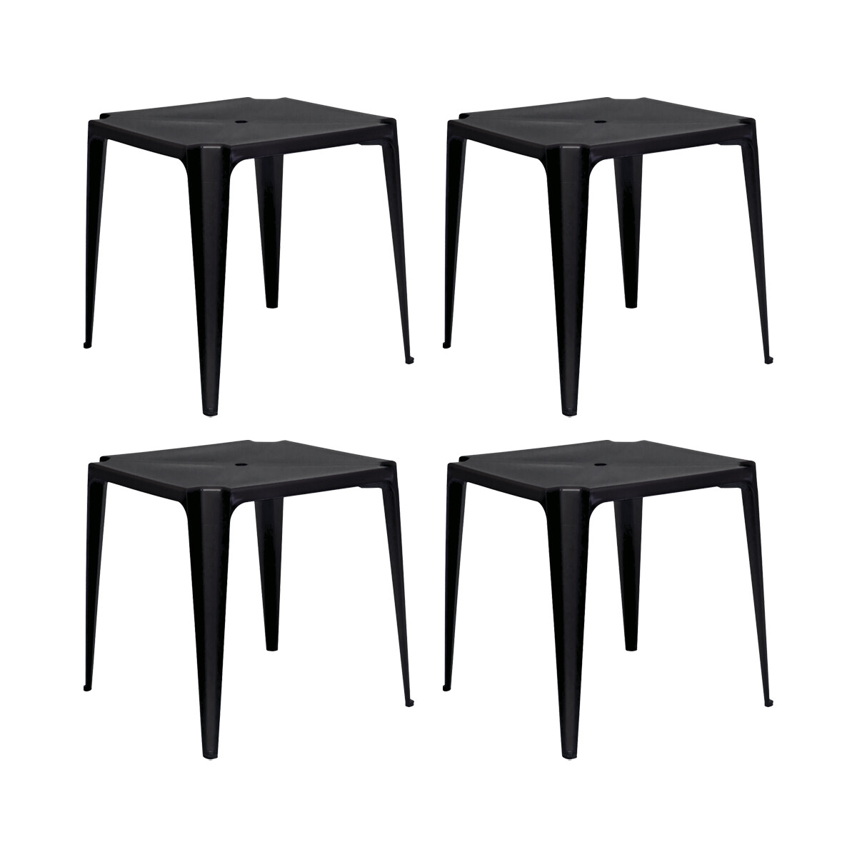 Set x4 Mesa cuadrada 70 x 70 cm Bela Vista - NEGRO 