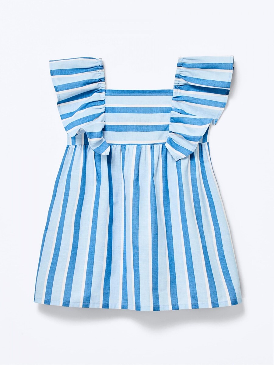 BLUSA MANGA CORTA DE RAYAS - AZUL 