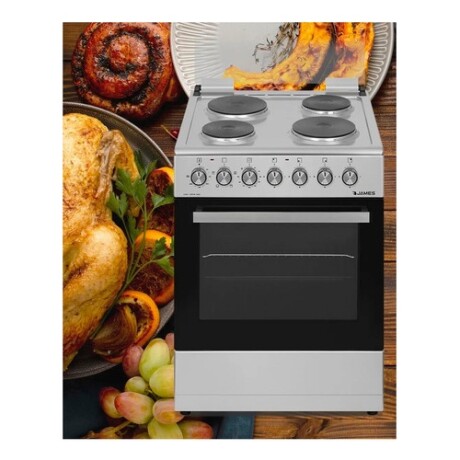 Cocina James eléctrica 4 discos + horno blanca Acero inoxidable