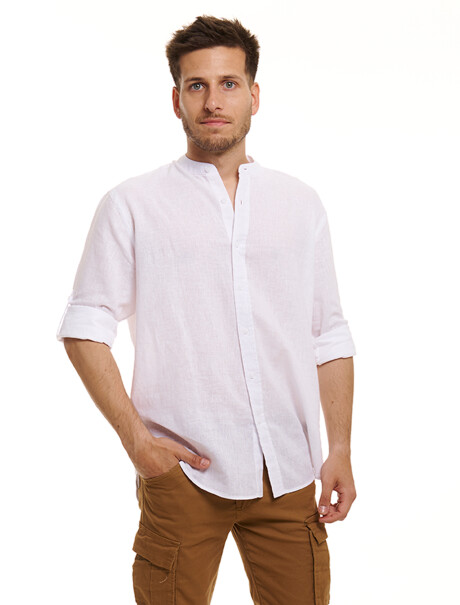 Camisa m/l lino blanco