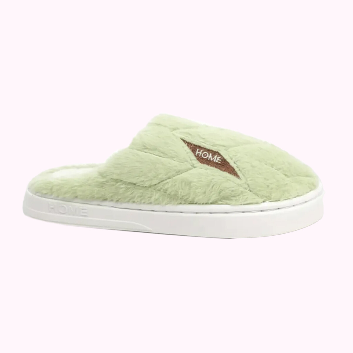 Pantuflas Unisex Suela Antideslizante Felpa Suave y Abrigada - Verde Claro 
