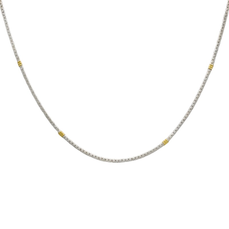 Cadena Tejido Plano-Plata y Oro-CD5013 sinpiedra