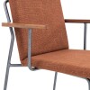 Silla c/Brazo patas metal grafito C/ circulo madera espalda tela terracota Silla c/Brazo patas metal grafito C/ circulo madera espalda tela terracota