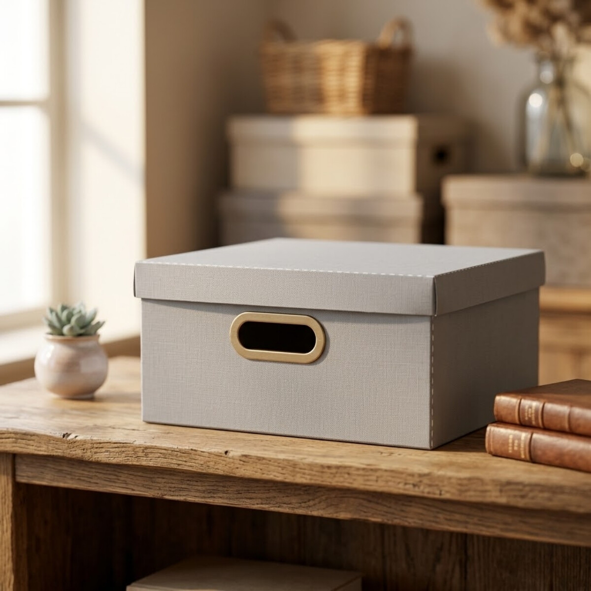 Caja organizadora Lino M 29cm x29cm x15cm - GRIS 