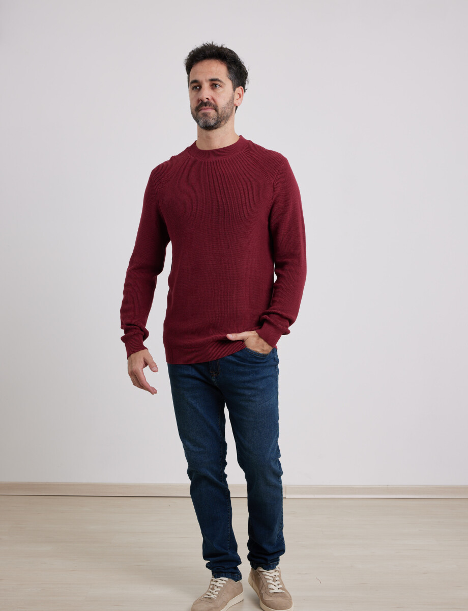 470657 SWEATER HARRINGTON LABEL Rojo Oscuro