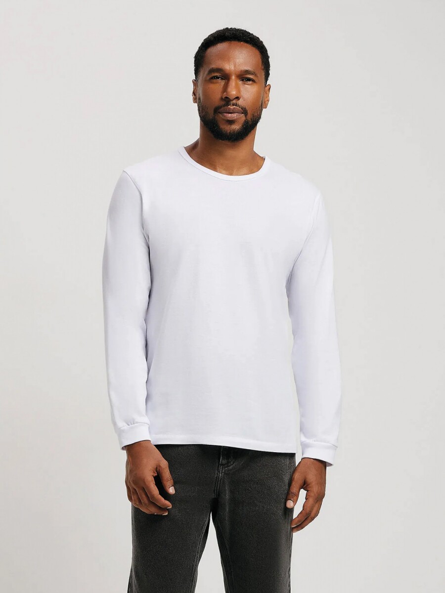CAMISETA BÁSICA UNISSEX MANGA LARGA - BLANCO 