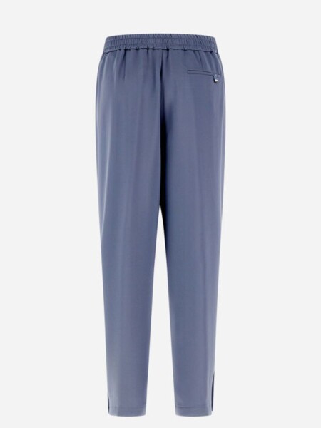 Herno - Pantalón de cintura ajustable con efecto satinado Celeste