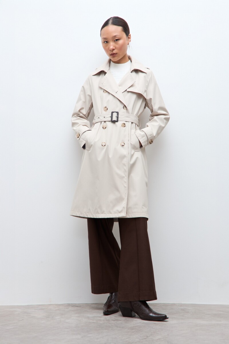 Trench impermeable capucha desmontable - beige 