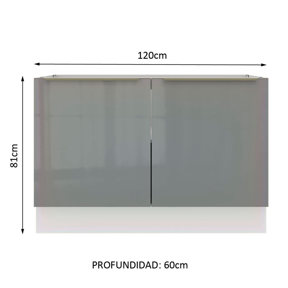 BAJO MESADA 120 CM MDP-Y-VIDRIO BLANCO LUX