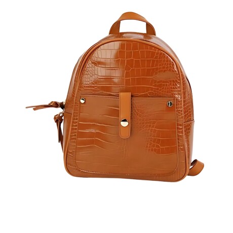 Mochila croco en cuerina Canva Marrón