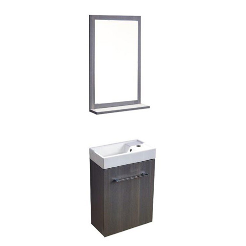 Mueble En Mdf Con Espejo Y Estante Color Gris Maderado - 31X21.5X50 GAMAS DE GRIS