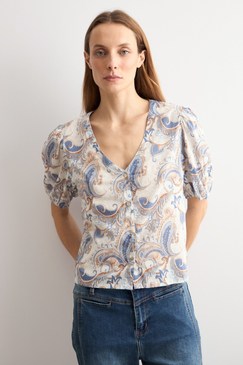 Camisa estampa paisley azul marino
