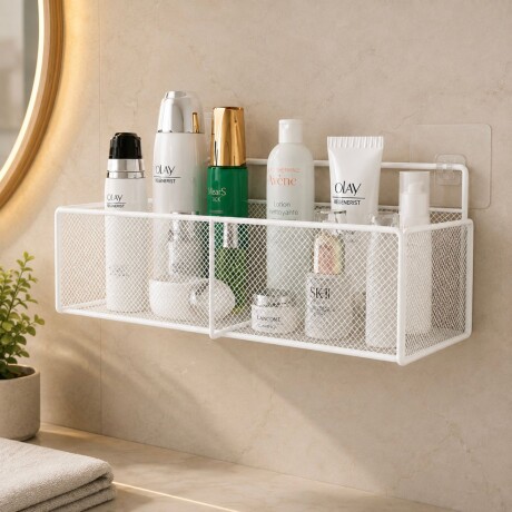 Estante Organizador Metálico Multiuso de Pared con Ventosa - BLANCO Estante Organizador Metálico Multiuso de Pared con Ventosa - BLANCO