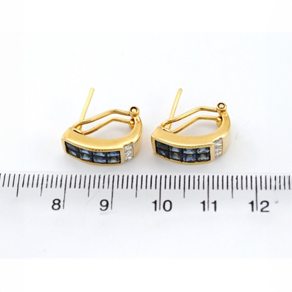 Caravanas Oro 18K Con Brillantes Y Zafiros Caravanas Oro 18K Con Brillantes Y Zafiros