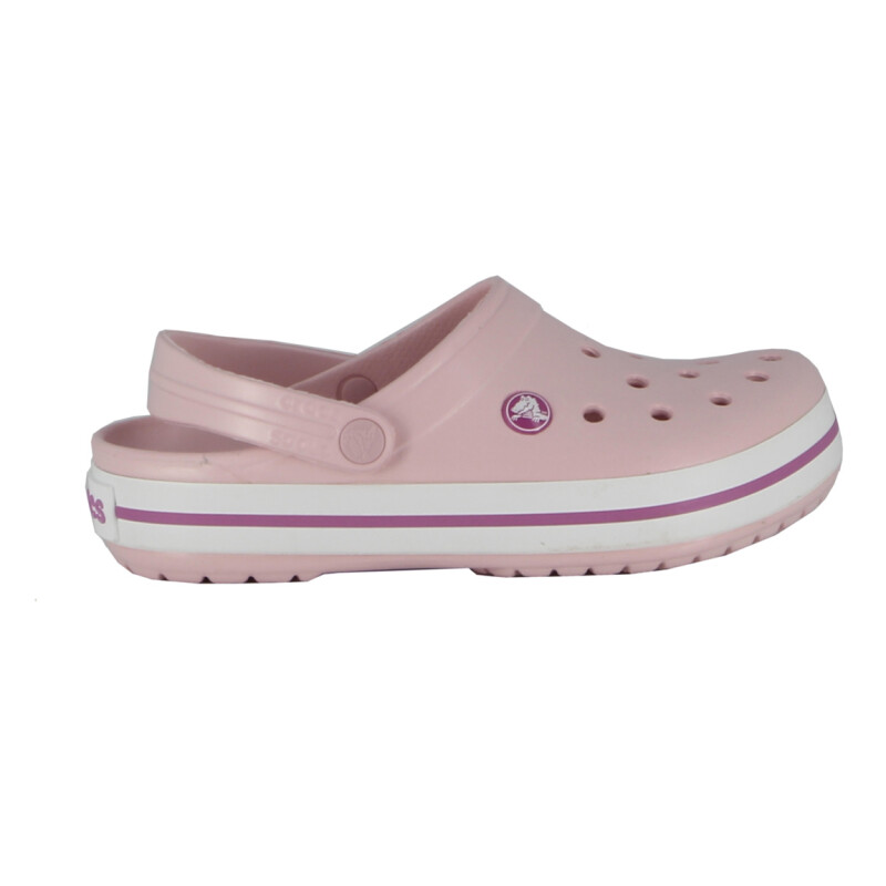 Zueco de Mujer Crocs Band c/tira Atras Rosado-blanco