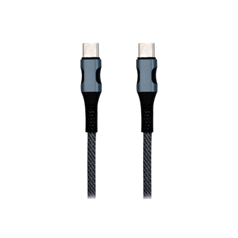 Cable de datos USB-C a USB-C acordonado color gris Cable De Datos Usb-c A Usb-c Acordonado Color Gris