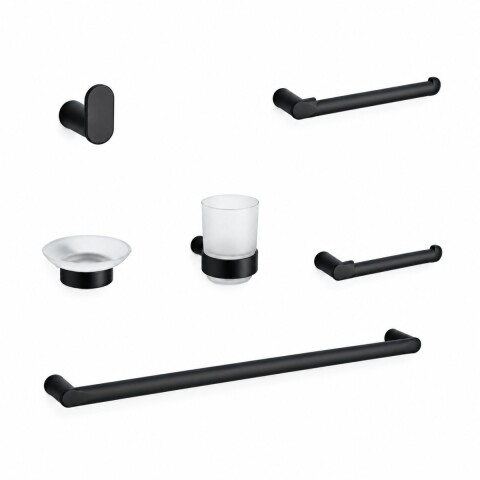 Set de accesorios 6 piezas AQUALIA acero inox negro mate Set De Accesorios 6 Piezas Aqualia Acero Inox Negro Mate