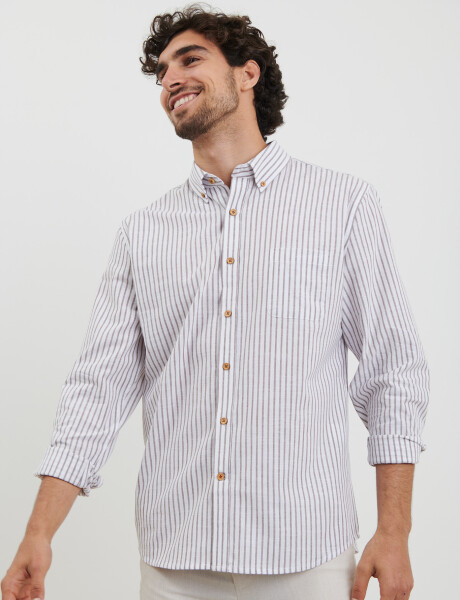 012505 CAMISA HARRINGTON LABEL Tostado / Blanco