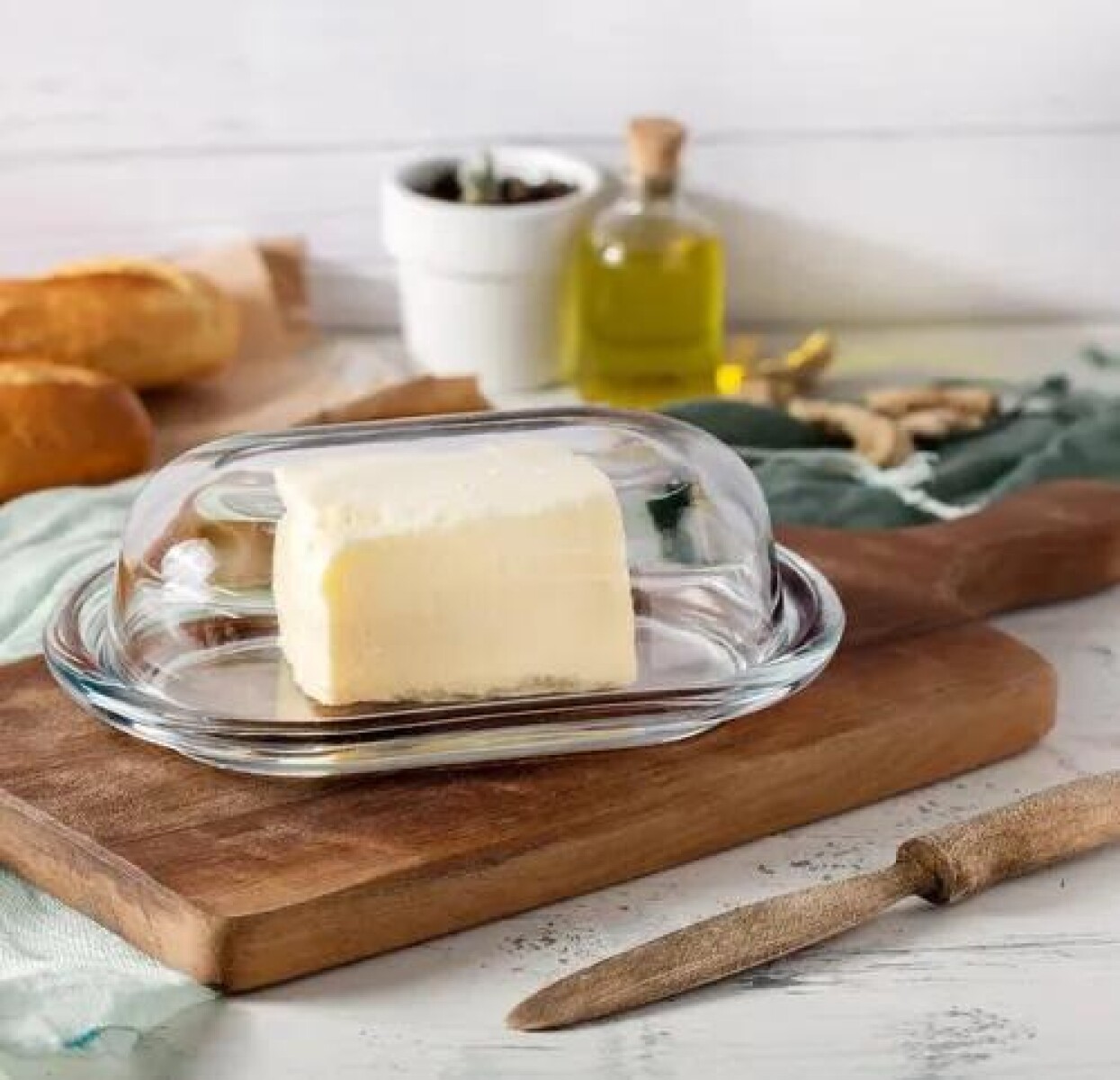 Mantequera/ Quesera de Vidrio Pasabahce 