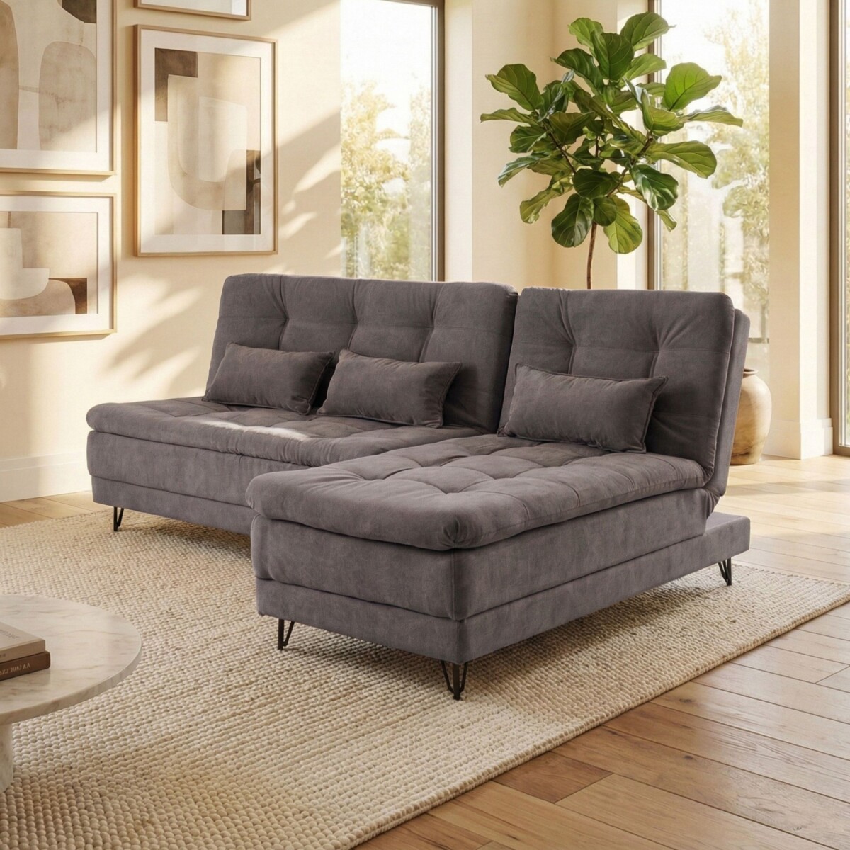 Sillón Cama con Chaise Izquierdo y derecho - Nice - Chumbo Steel 