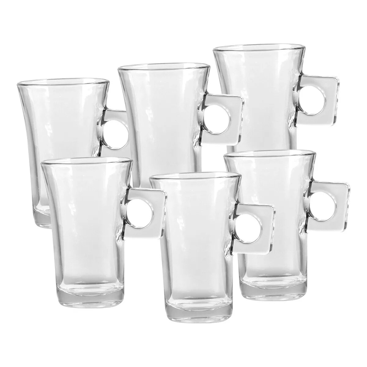 Set 6 Tazas con asa Gaiyo 250ml - TRANSPARENTE 