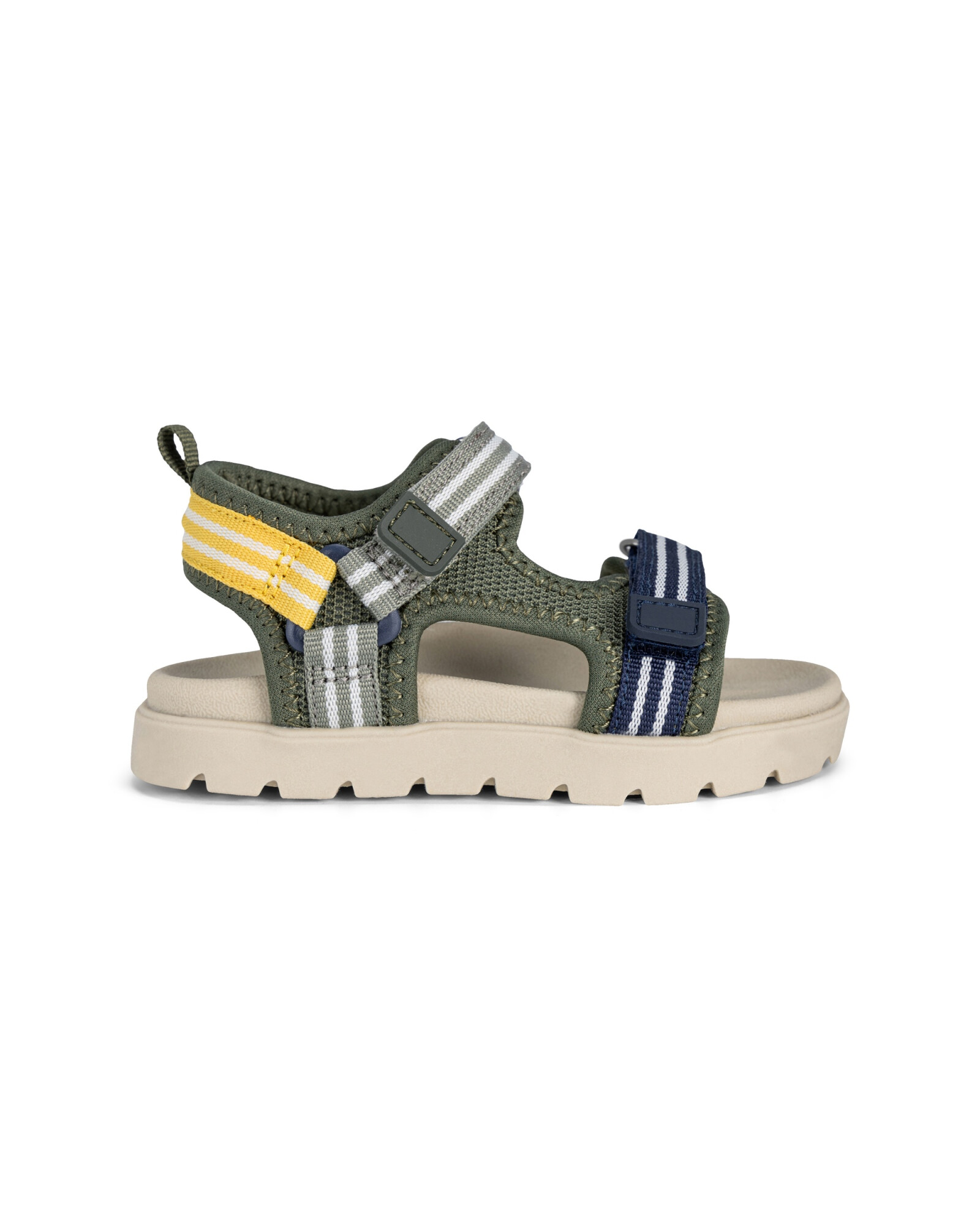 Sandalias con velcro, verdes, diseño con rayas Sin color