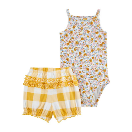 Set Carters Short con Volados y Body sin Mangas Algodón AMARILLO