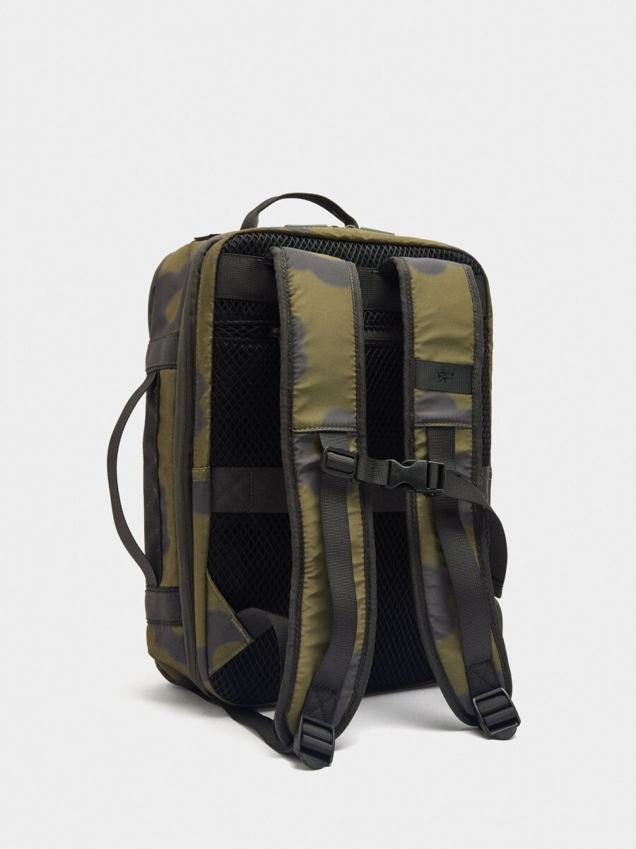 Mochila De Cabina De Nylon Estampado Floral caqui