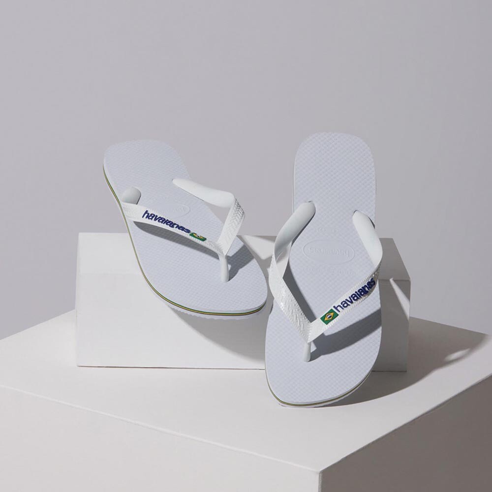 Sandalias Havaianas Brasil Logo Hombre Blanco