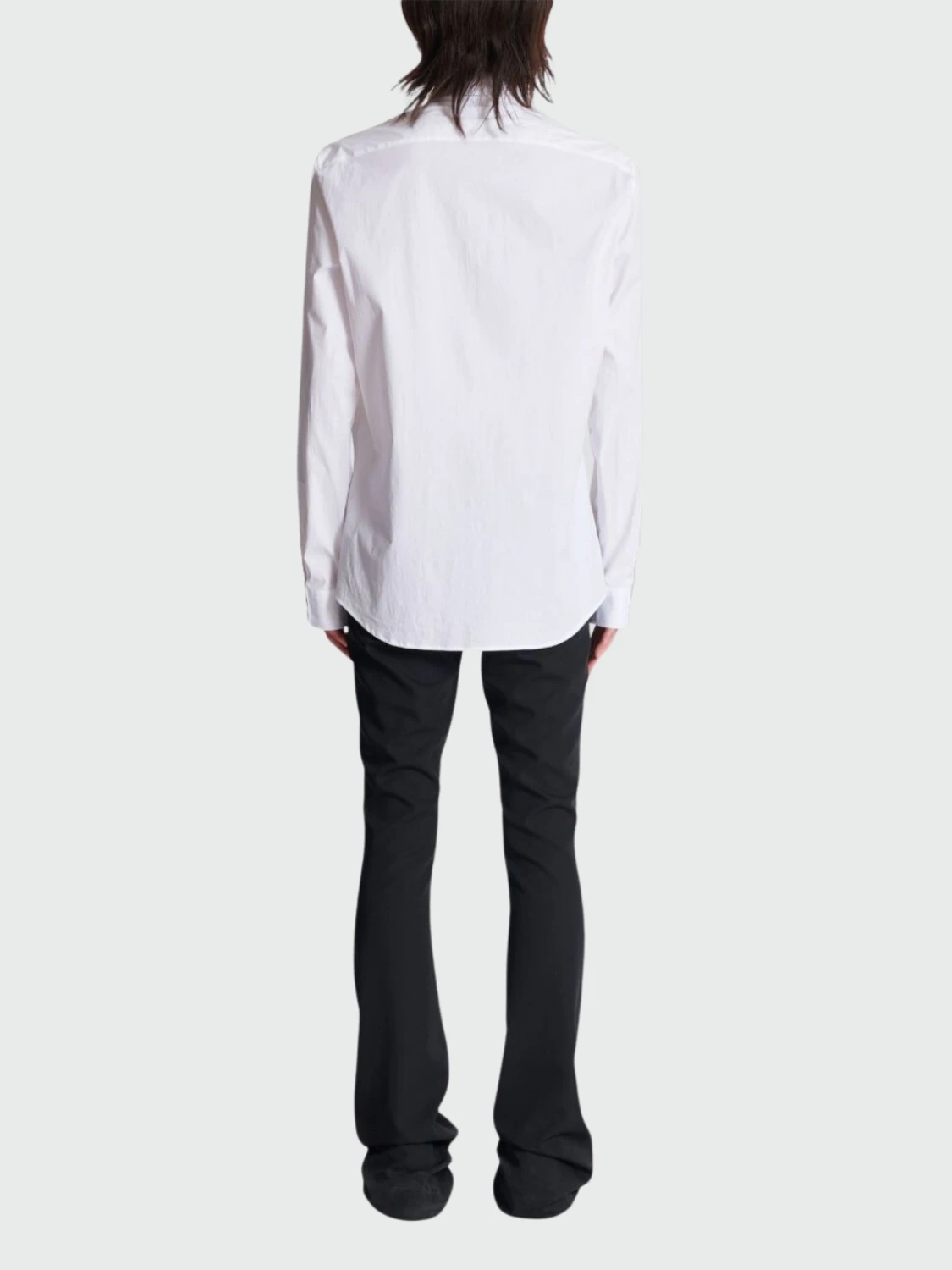 Balmain - Camisa de popelina con cuello bordado Blanco