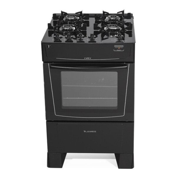 COCINA JAMES A GAS NEGRA CON MESADA DE VIDRIO NEGRO C 690 V COCINA JAMES A GAS NEGRA CON MESADA DE VIDRIO NEGRO C 690 V
