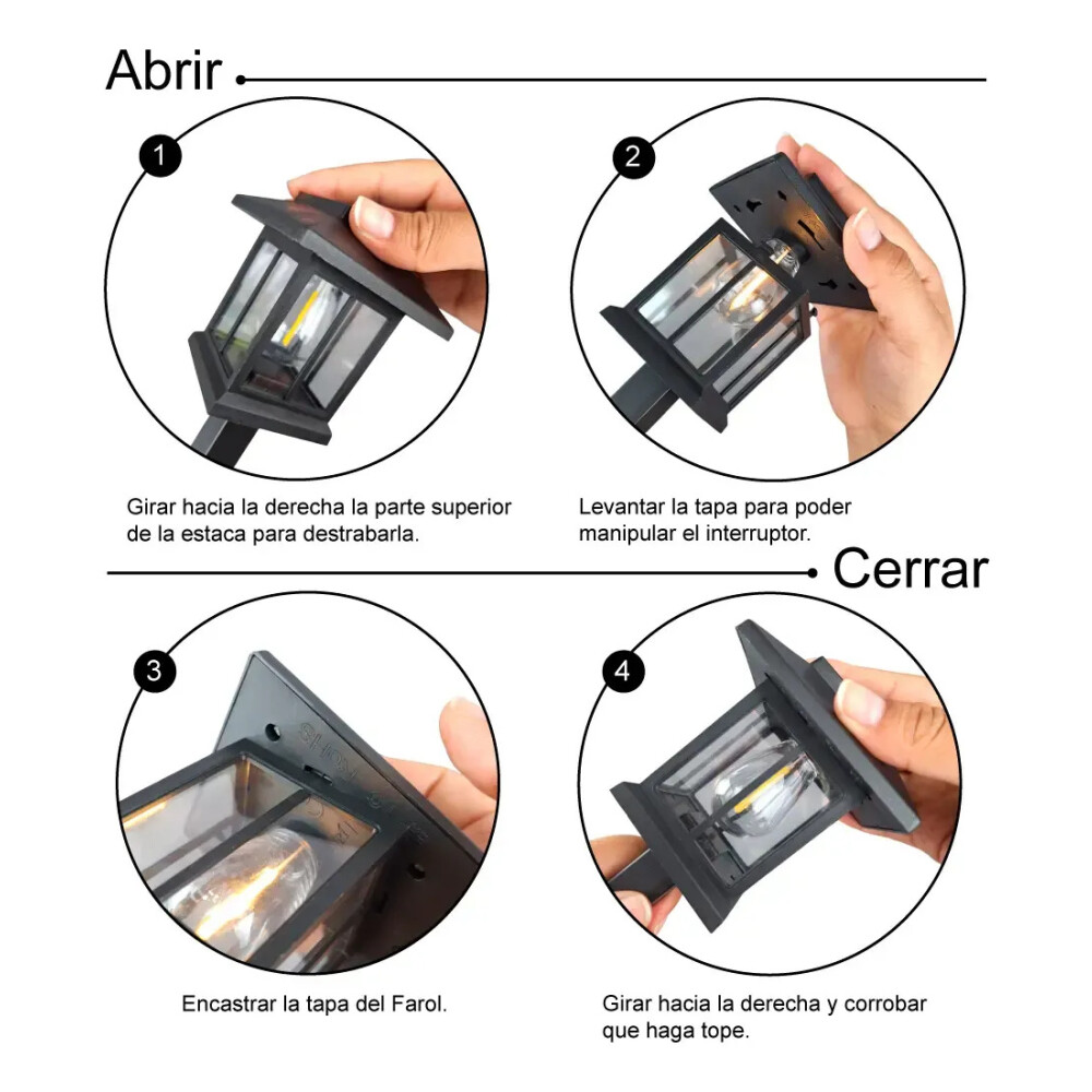 Set 2 Faroles Solares Para Jardin, Estaca Luz Cálida Set 2 Faroles Solares Para Jardin, Estaca Luz Cálida