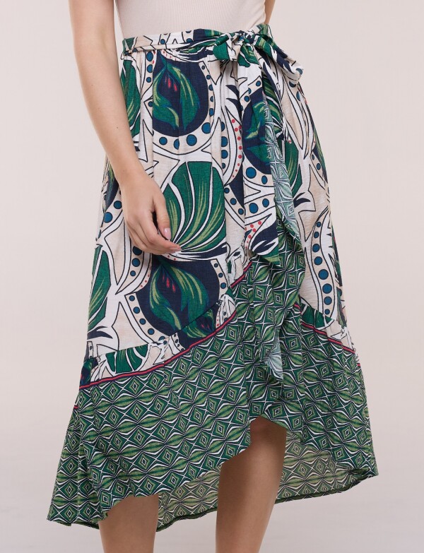 Vestido Combinado Con Lazo BEIGE/MULTI